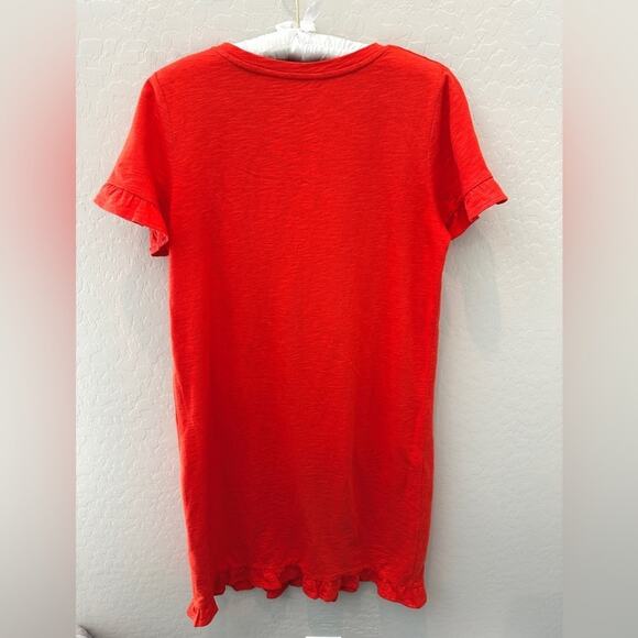 BODEN | Emily Bright Orange Jersey Knit Everyday Ruffled Midi Dress | Size 8 - Picture 5 of 8